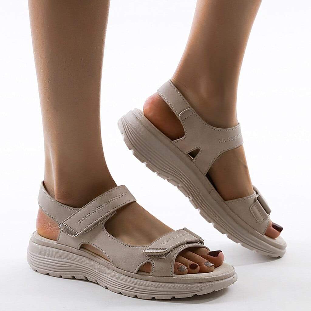 Norvielle Damen Sandalen Zeitloses Design Leder Beige