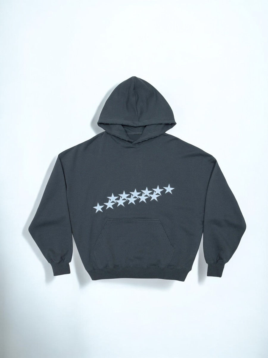 Damen Oversized Hoodie Sternen-Print Grau