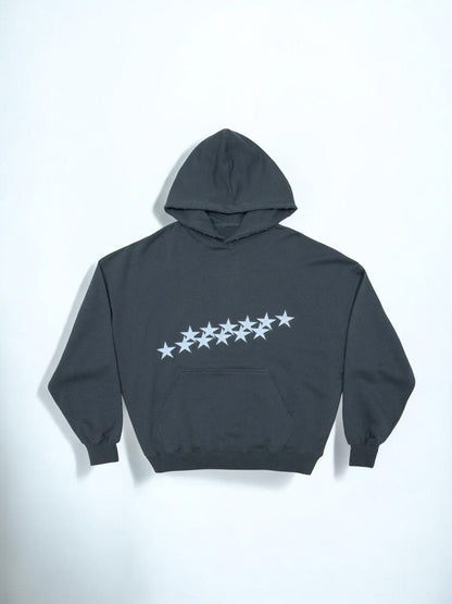 Damen Oversized Hoodie Sternen-Print Grau