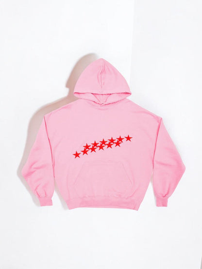 Damen Oversized Hoodie Sternen-Print Grau