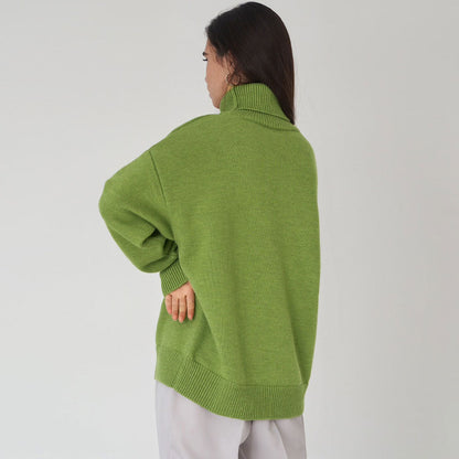 Norvielle Damen Oversized Sweater Wollmischung Langärmlig Gerippter