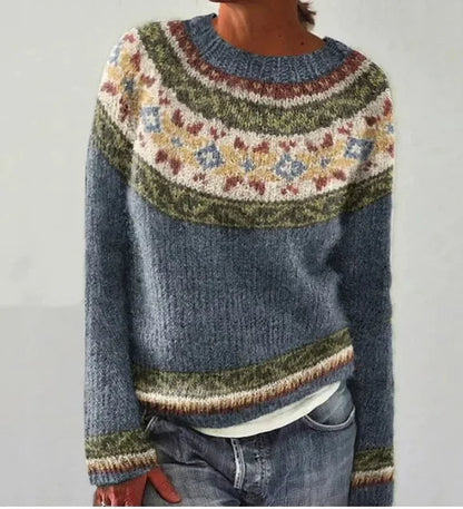 Fair-Isle-Pullover Damen Gemütlich Wollig