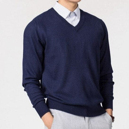 Herren Cashmere-Pullover V-Ausschnitt Warm Beige