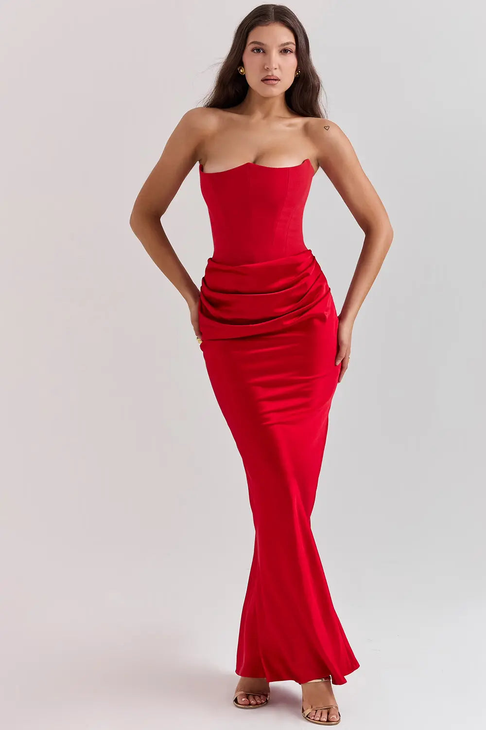 Damen Trägerloses Abendkleid Maxi