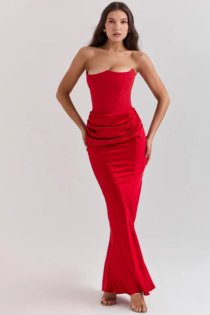 Damen Trägerloses Abendkleid Maxi