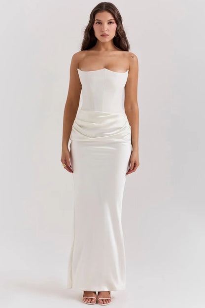 Damen Maxikleid Elegantes Langkleid aus Seide Zeitlos