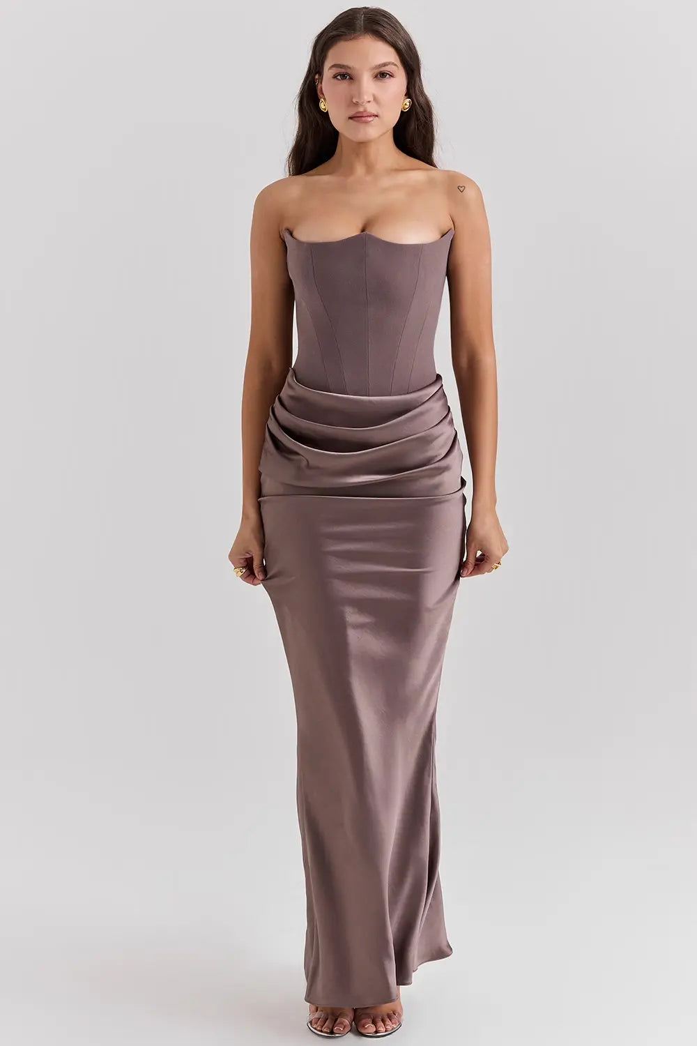 Damen Maxikleid Elegantes Langkleid aus Seide Zeitlos