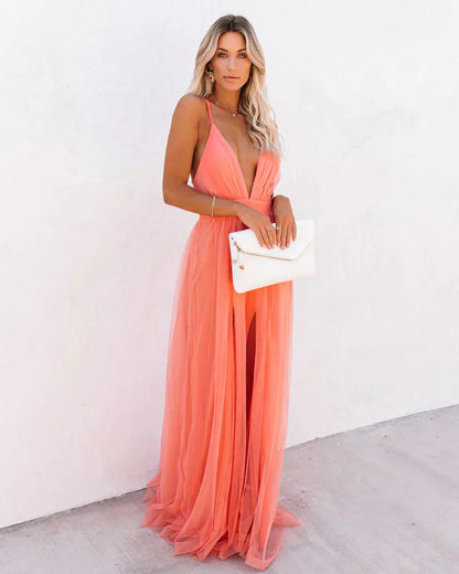 Damen Maxikleid Sommer Leicht Elegantes