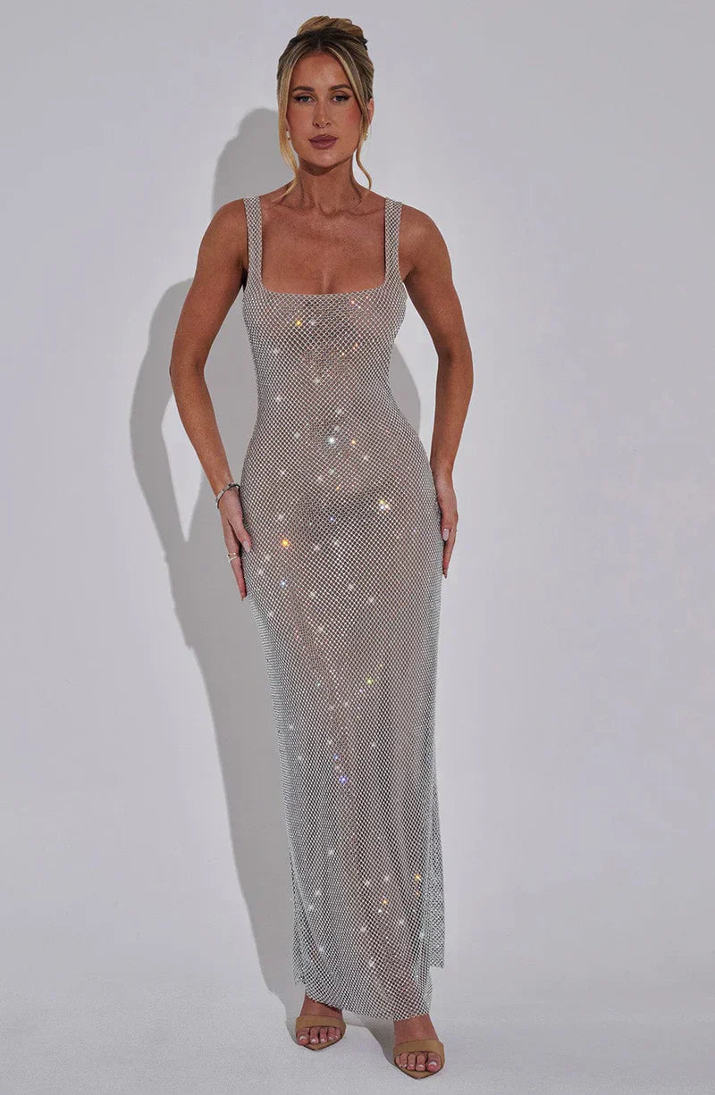 Damen Maxikleid Glänzend Figurbetont Elegant