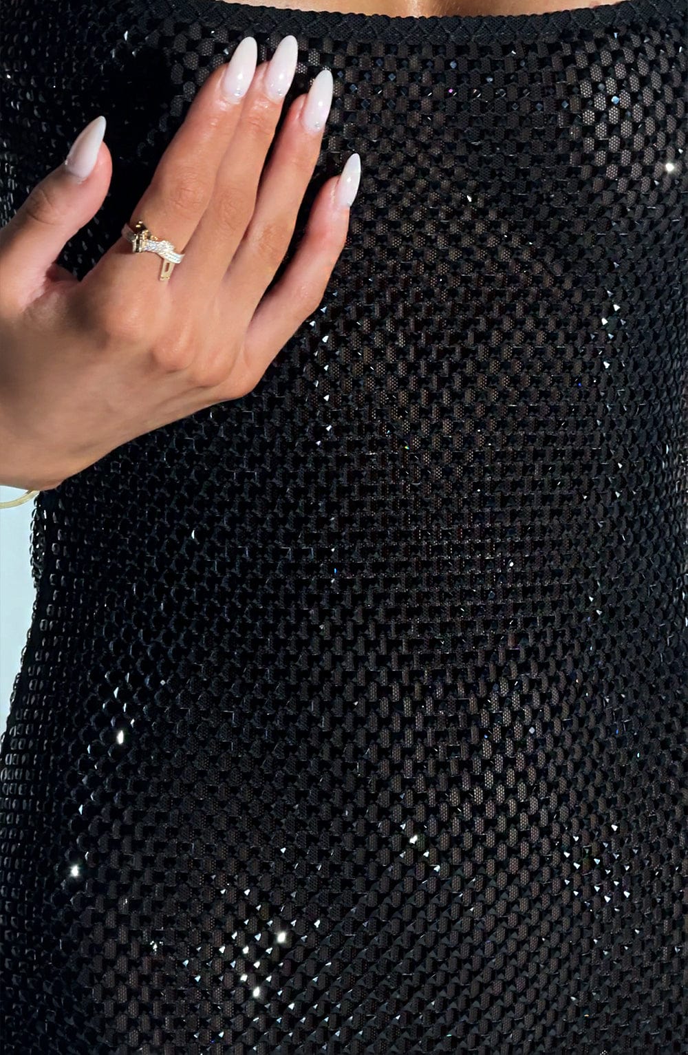 Stellara Damen Glitzer Minikleid Eckiger Ausschnitt