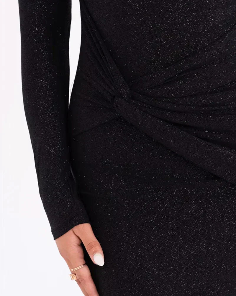 Damen One-Shoulder Maxikleid Pailletten Eleganz