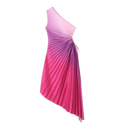 Elegante Damen Abendkleid Ein-Schulter Taillierte Falten
