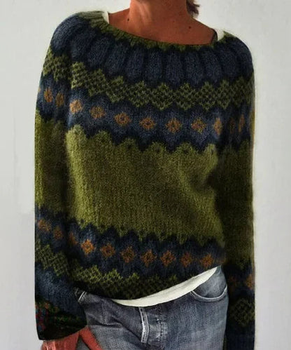 Fair-Isle-Pullover Damen Gemütlich Wollig