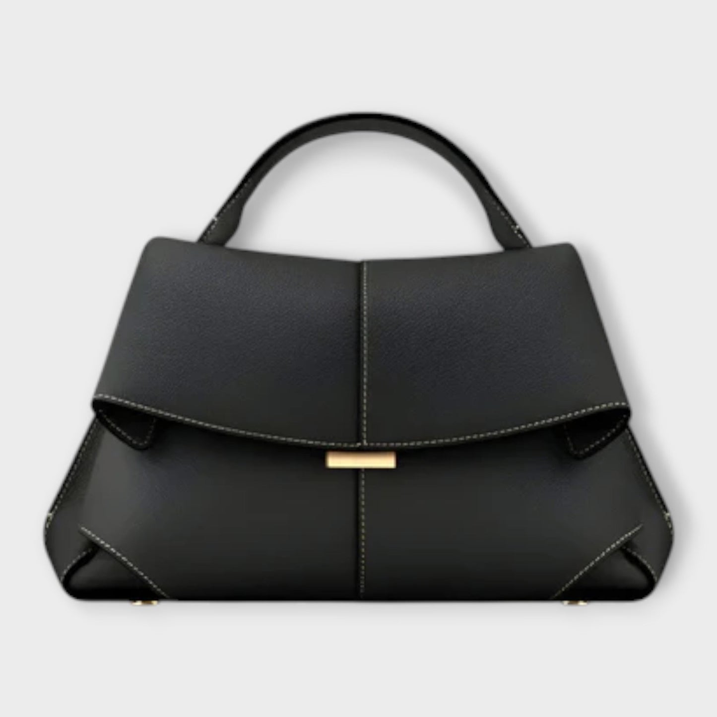 Damen Klassische Handtasche mit Obergriff Leder Schwarz - Norvielle