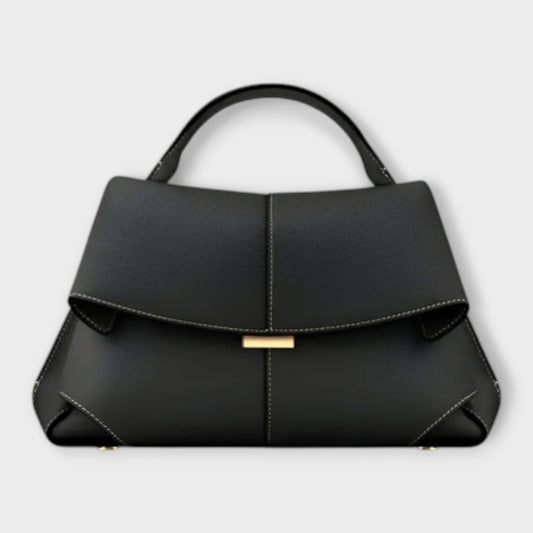Damen Klassische Handtasche mit Obergriff Leder Schwarz - Norvielle