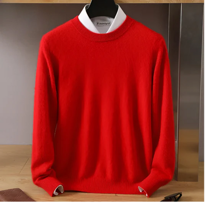 Herren Kaschmirpullover Rundhals Klassisch Beige