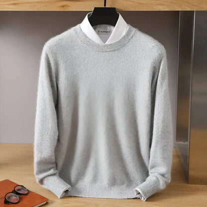 Herren Kaschmirpullover Rundhals Klassisch Beige