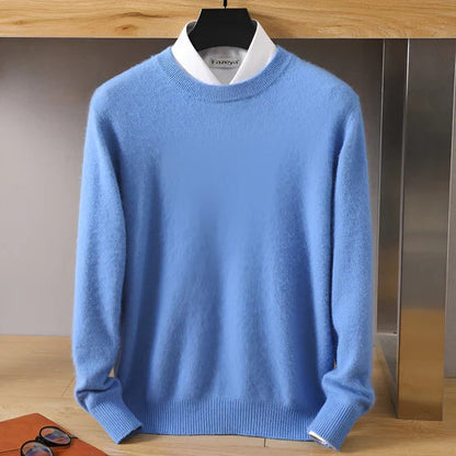 Herren Kaschmirpullover Rundhals Klassisch Beige