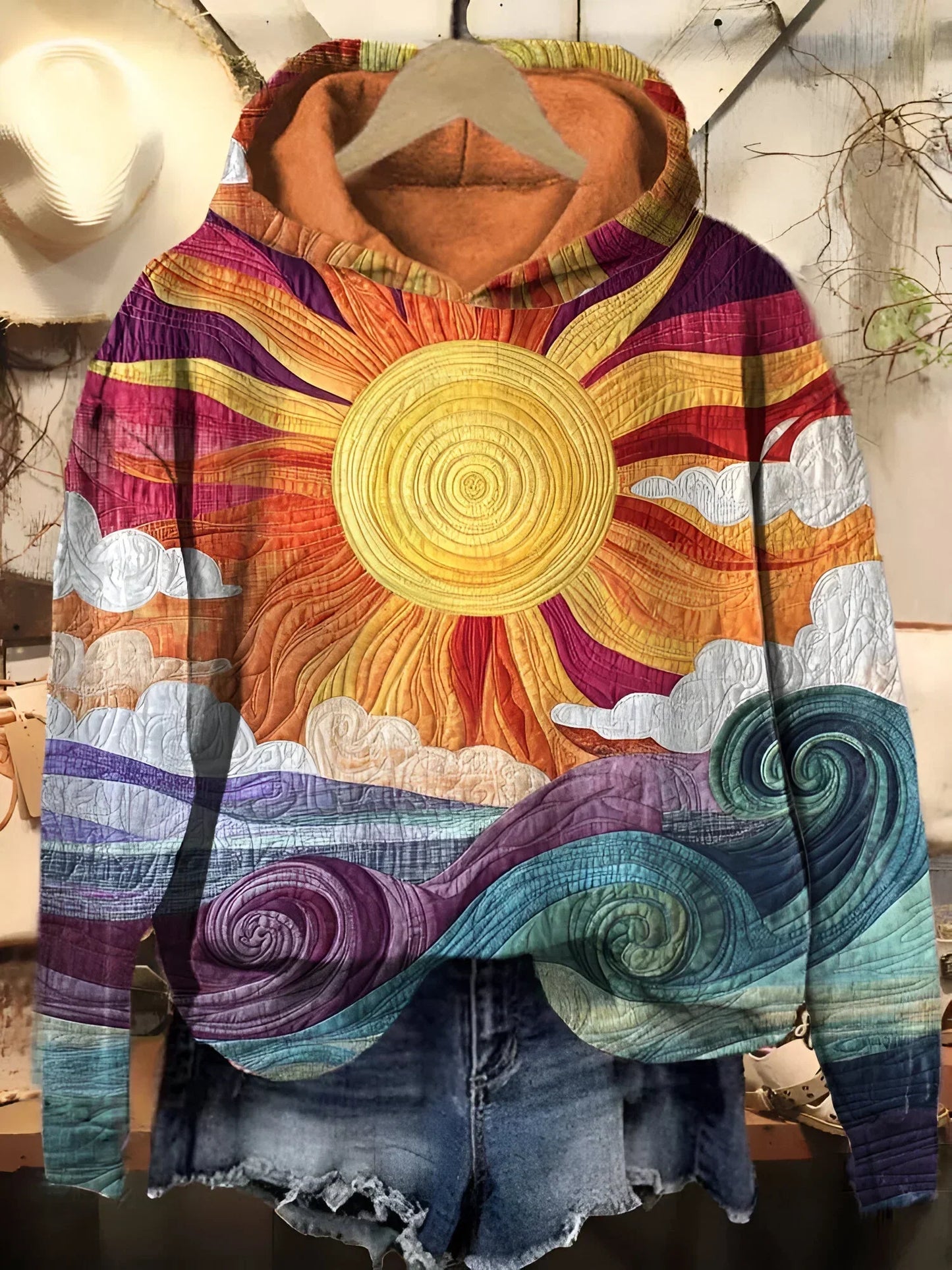 Damen Vintage Hoodie Bedruckt - Norvielle