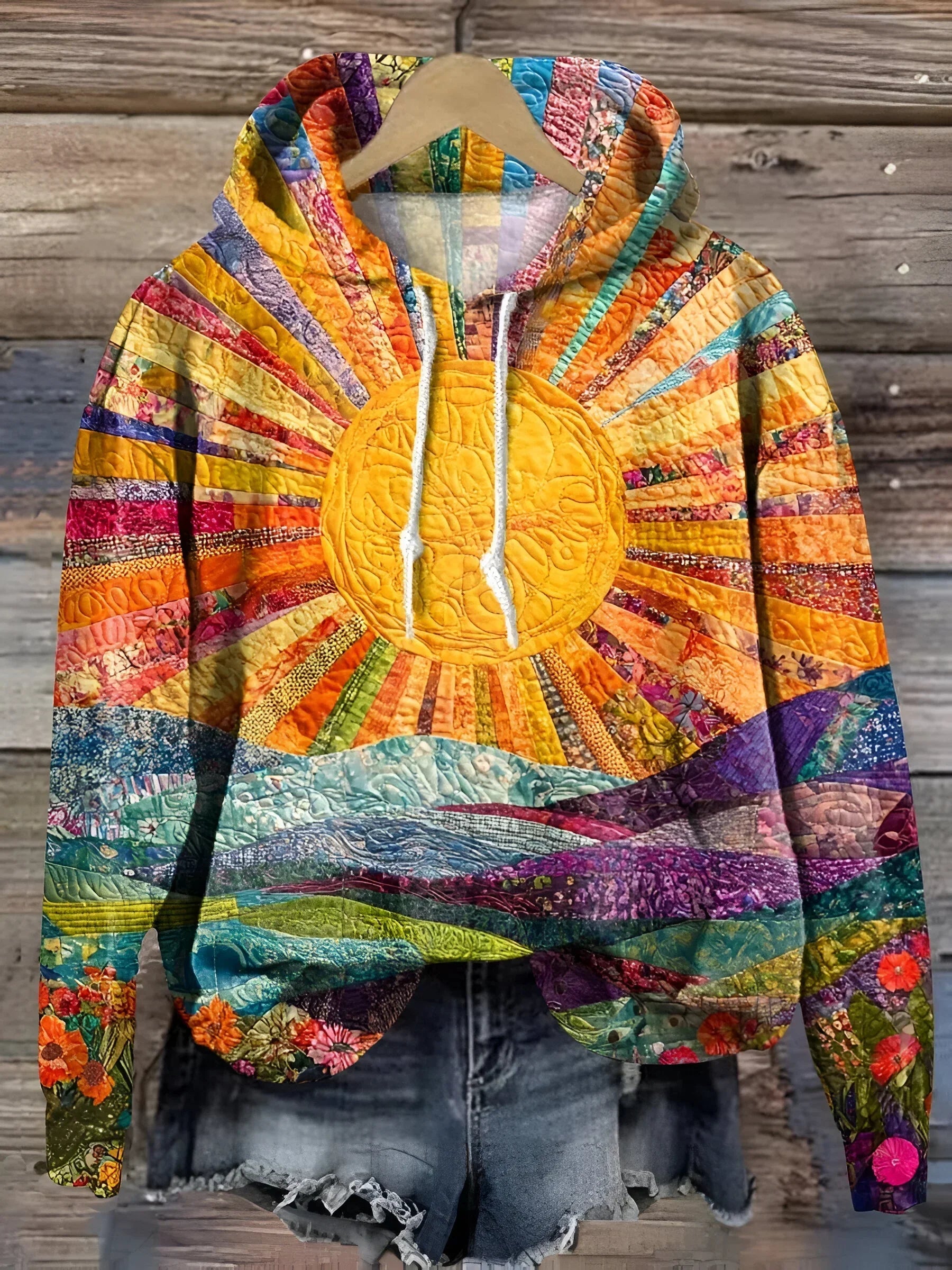 Damen Hoodie Bunt Bedruckt - Norvielle