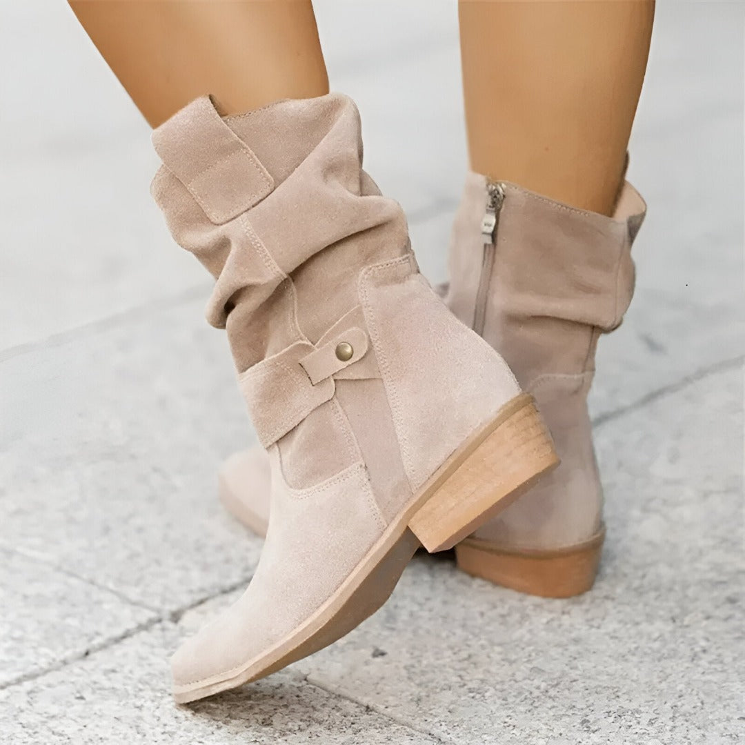 Damen Kunstleder-Stiefel Plüschfutter Komfort