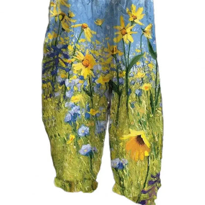 Latzhose Damen Jeans Blumenmuster