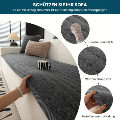 Sofaüberwurf Plüsch Bezug Grau