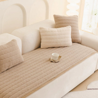Sofaüberwurf Plüsch Bezug Grau