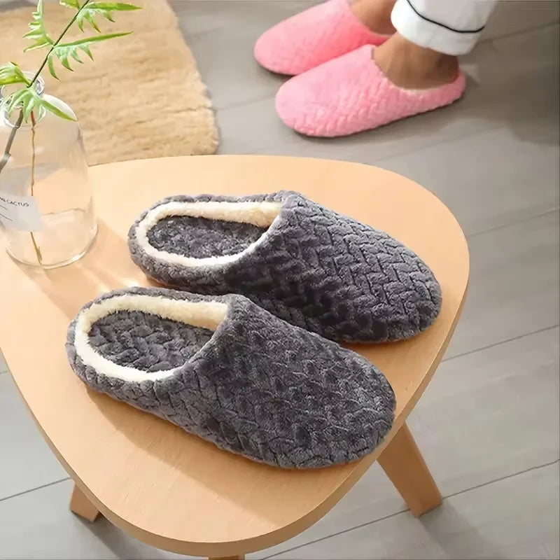 Damen Herren Plüsch-Hausschuhe Warm