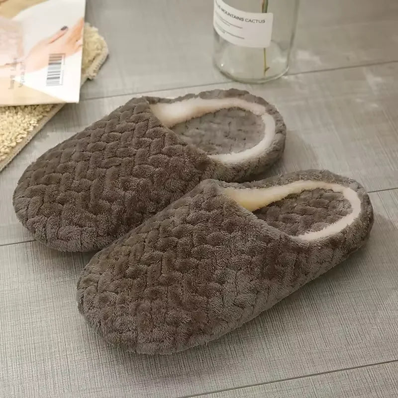 Damen Herren Plüsch-Hausschuhe Warm