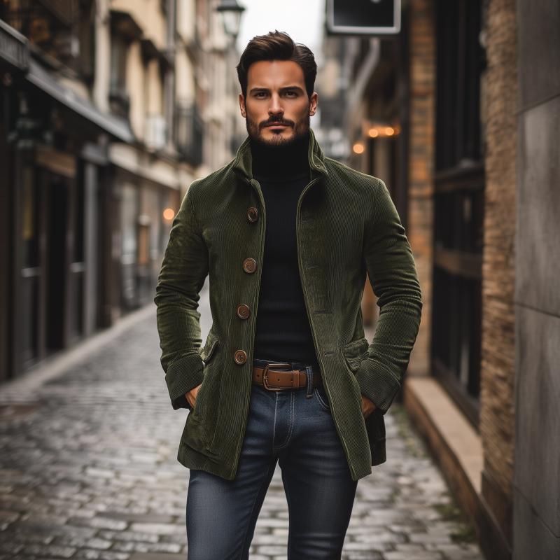 Damen Winterjacke Stehkragen Kurzmantel Einreihig Knöpfe