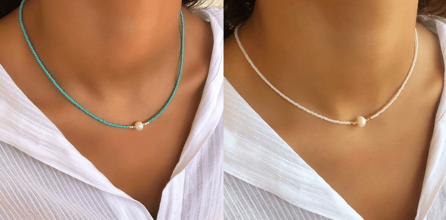 Norvielle Perlenkette Eleganz Weiß