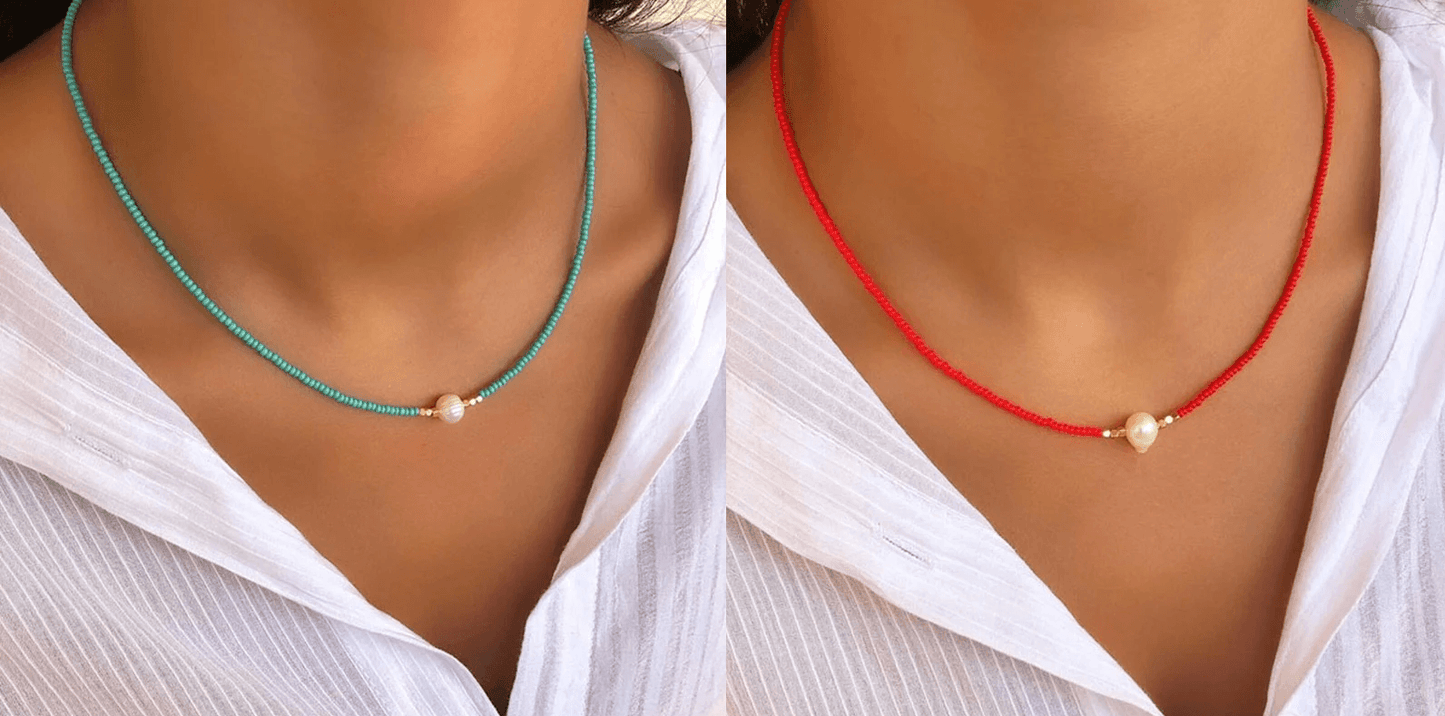 Norvielle Perlenkette Eleganz Weiß
