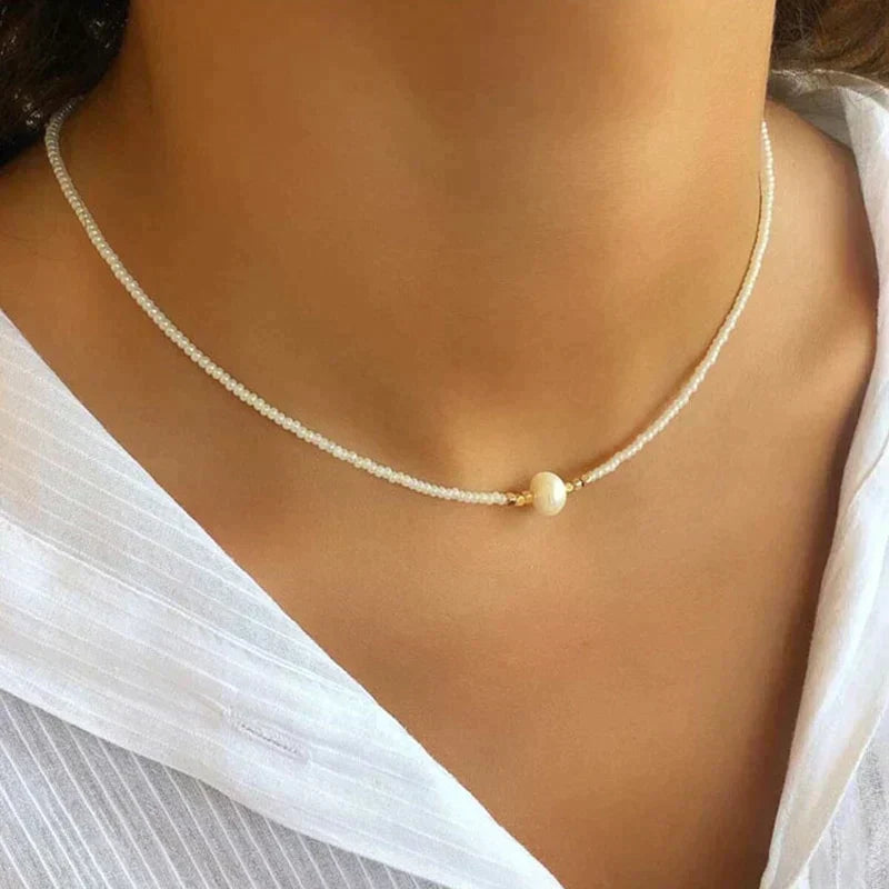 Norvielle Perlenkette Eleganz Weiß