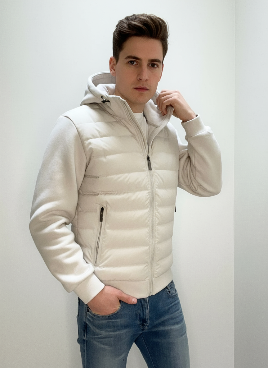Herren Übergangsjacke Leicht Wattiert Mit Kapuze Modern
