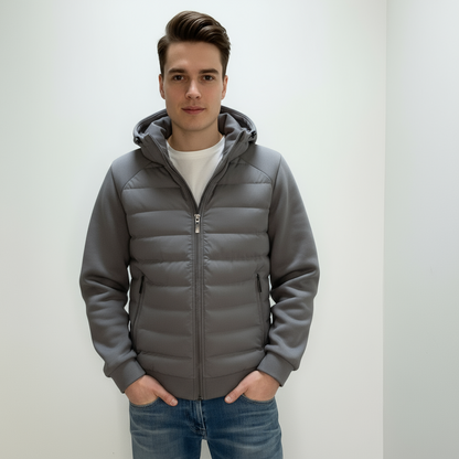 Herren Übergangsjacke Leicht Wattiert Mit Kapuze Modern