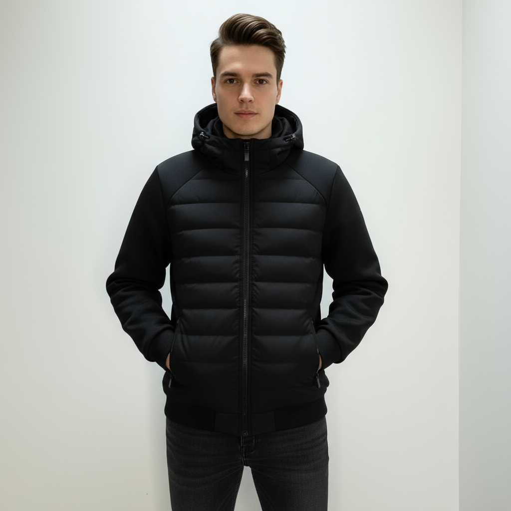 Herren Übergangsjacke Leicht Wattiert Mit Kapuze Modern