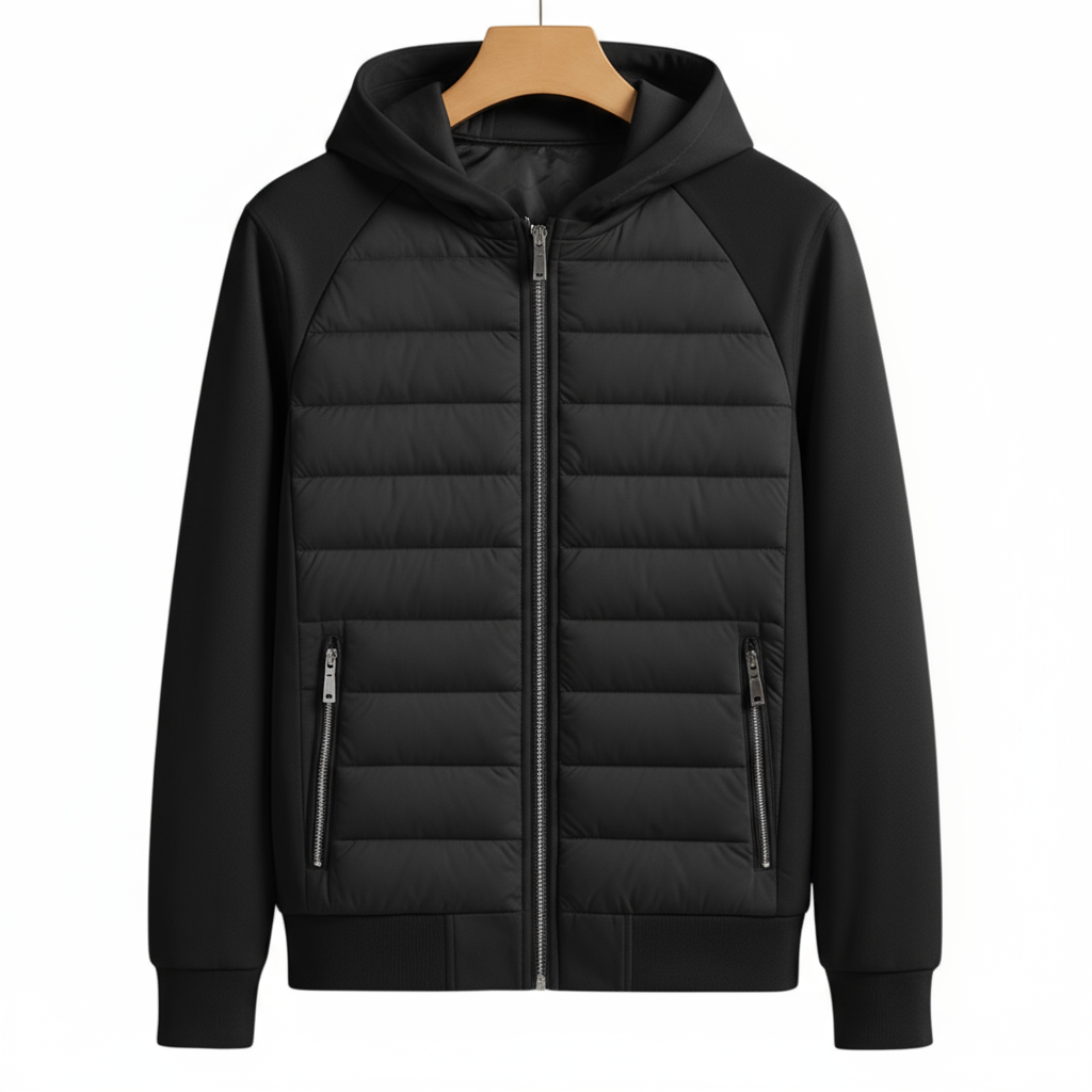 Herren Übergangsjacke Leicht Wattiert Mit Kapuze Modern