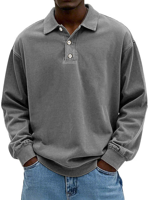 Herren Freizeit-Polo-Sweatshirt Langarm