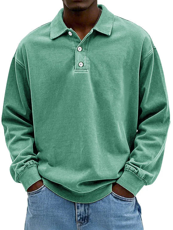 Herren Langarm-Polo aus Baumwolle Weiß