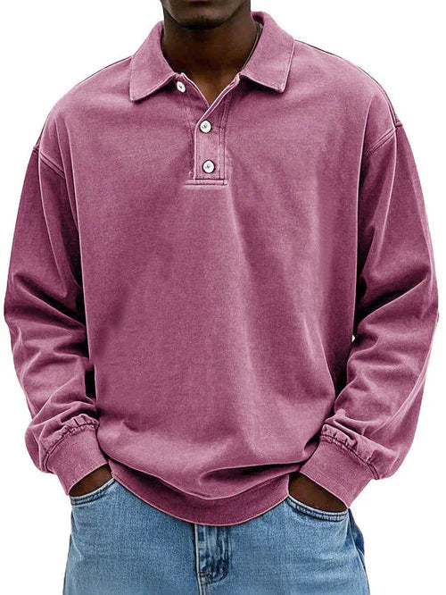 Herren Freizeit-Polo-Sweatshirt Langarm