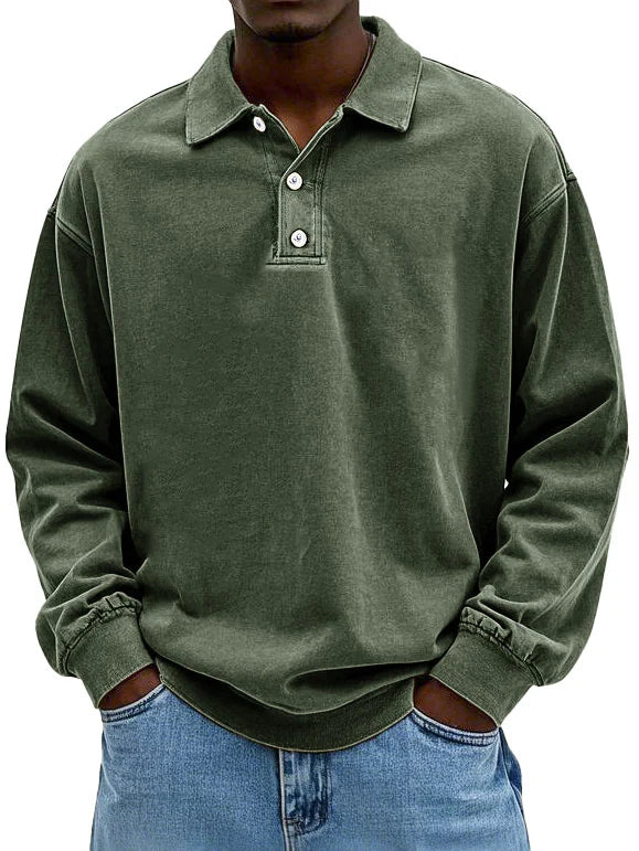 Herren Langarm-Polo aus Baumwolle Weiß