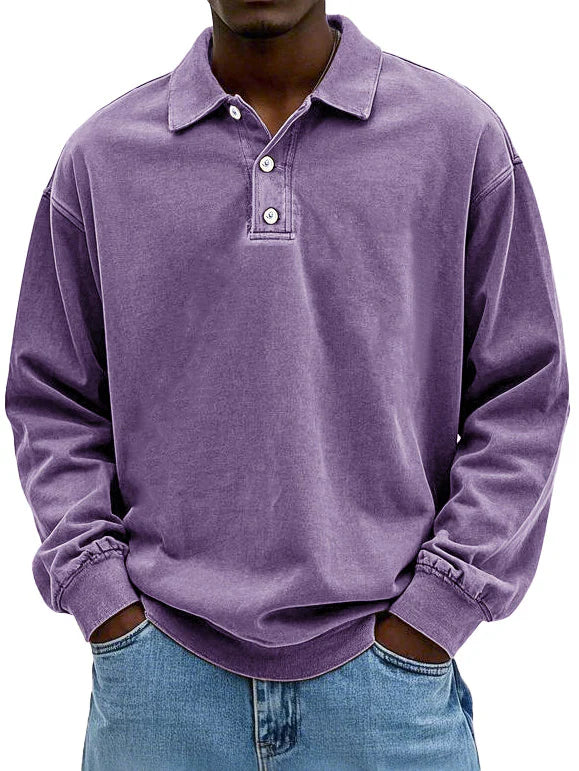 Herren Langarm Polo-Shirt Relaxte Passform