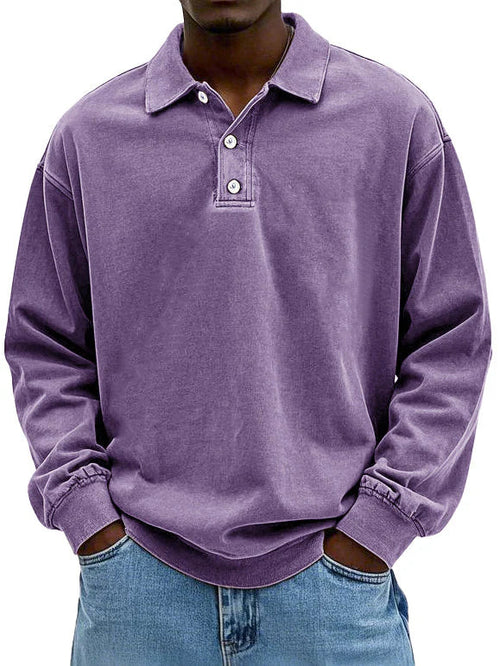 Herren Freizeit-Polo-Sweatshirt Langarm