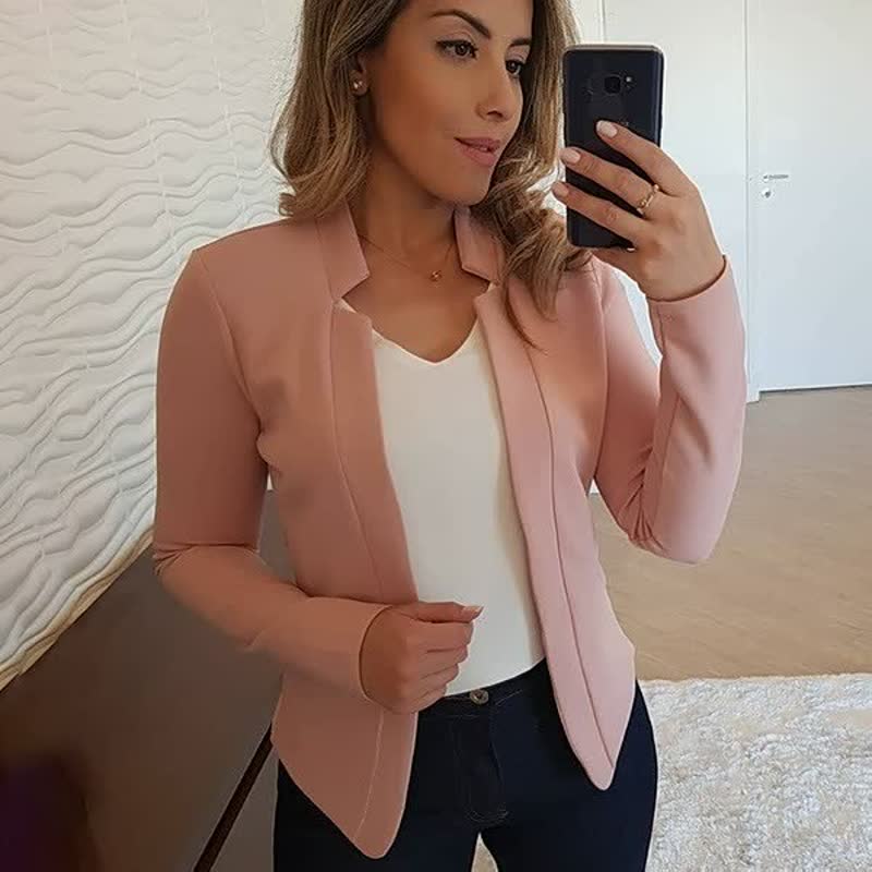 Damen Blazer Relaxed Fit Leicht Beige - Norvielle