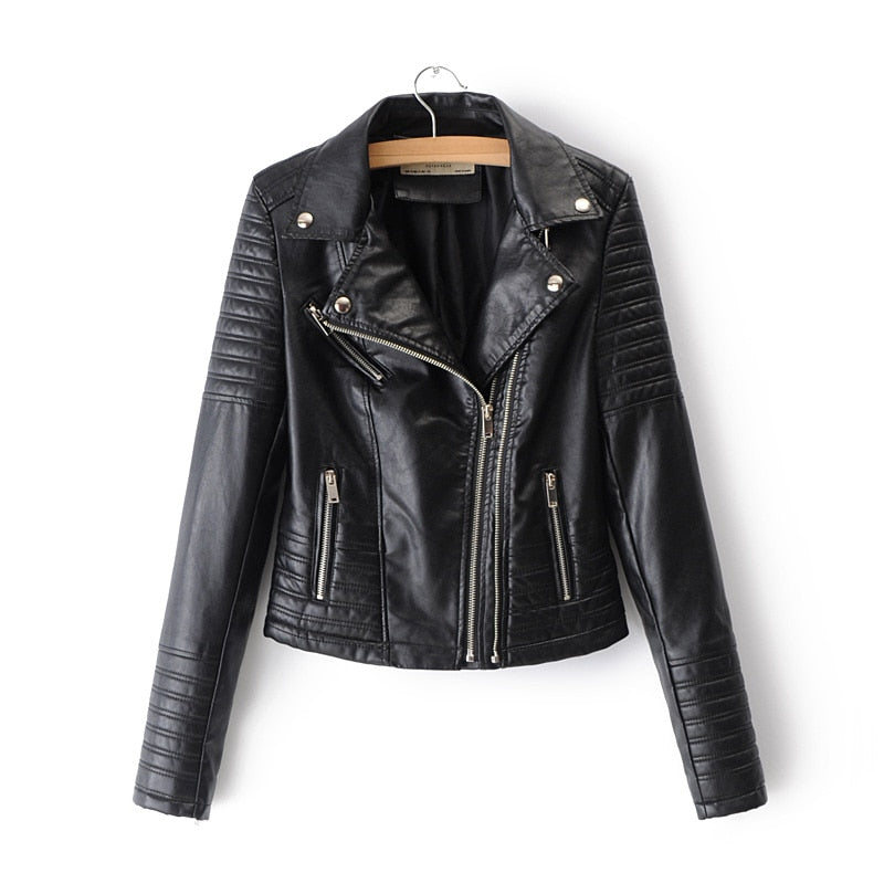 Damen Biker-Lederjacke Schwarz - Norvielle