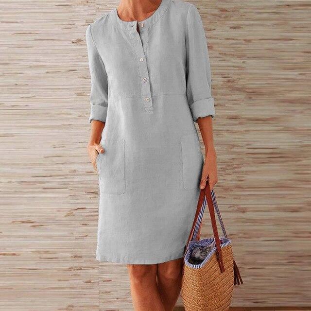Raquel Damen Langkleid Ärmel Leichter Stoff