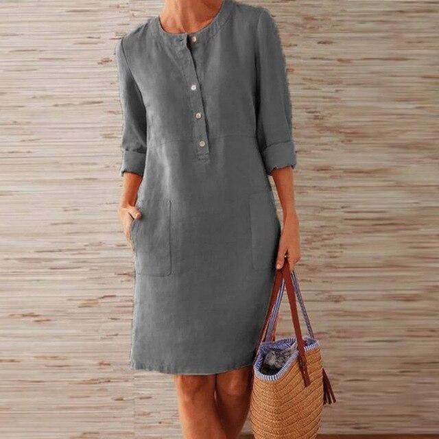 Raquel Damen Langkleid Ärmel Leichter Stoff