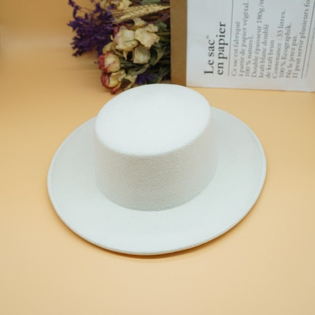 Weißer Wollhut Damen Schleife