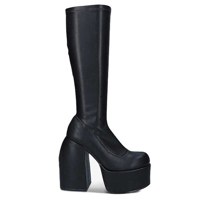 Norvielle Damen Kniestiefel Hochabsatz